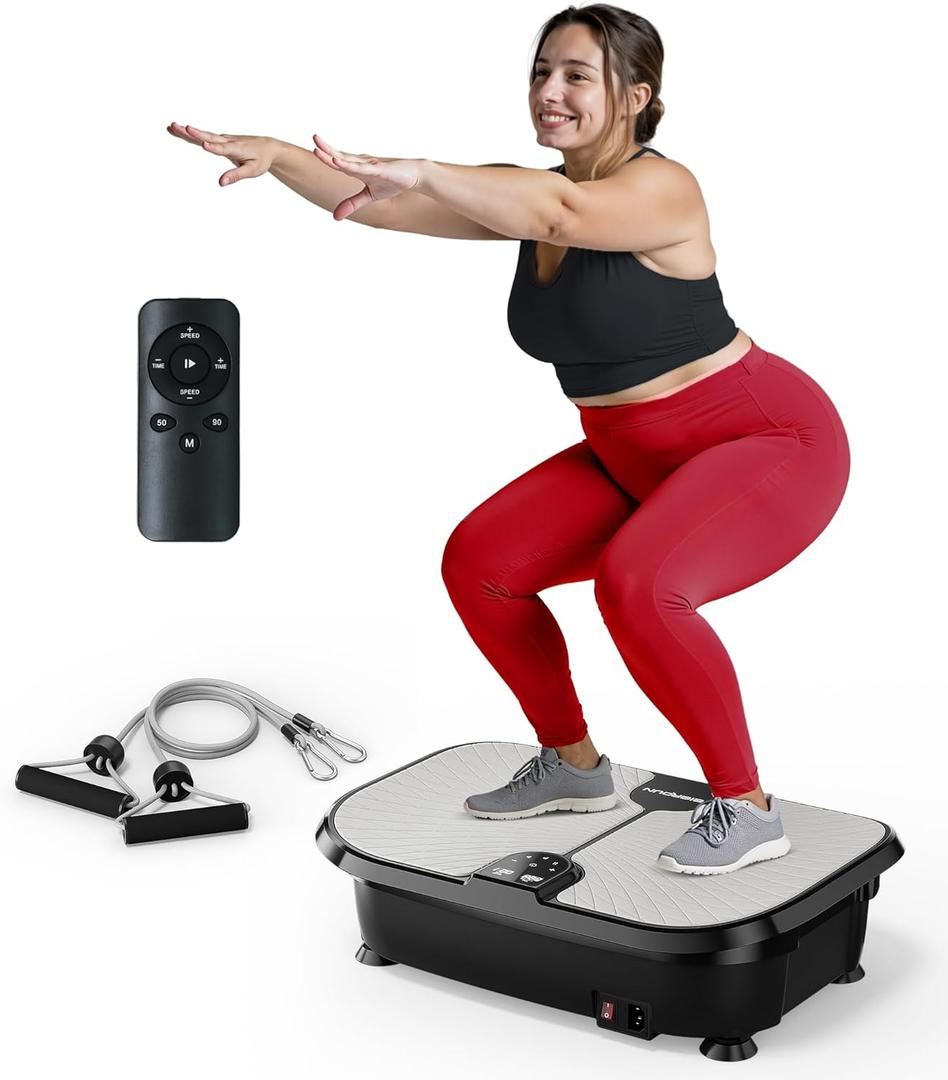 FEIERDUN Vibration Plate Exercise Machine, 330 LBS Capacity Vibration Plate for Lymphatic Drainage, Max Space for Whole-Body Workout & Relaxation at Home