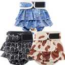 Reusable Dog Diapers Female Large Washable, Premium Doggie Diaper for Dogs, Pack of 3, Highly Absorbent Dog Diaper for Heat, Incontinence and Puppy Training(L)