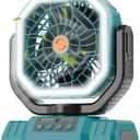 AVV 20000mAh High Speed Portable Camping Rechargeable Fan with Remote Control, Battery Powered with Auto Oscillating with Camping Essentials Accessories for Outdoor, Beach, Patio, Tent, Cyan