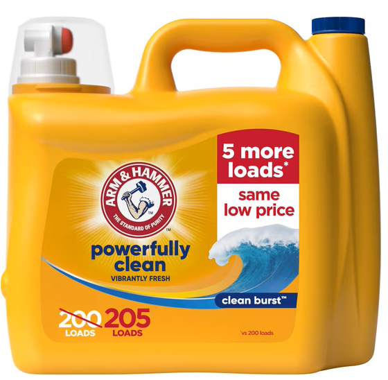 ARM & HAMMER Liquid Laundry Detergent, Clean Burst Fresh, 200 fl oz, 200 Loads, HE Laundry Detergent Liquid