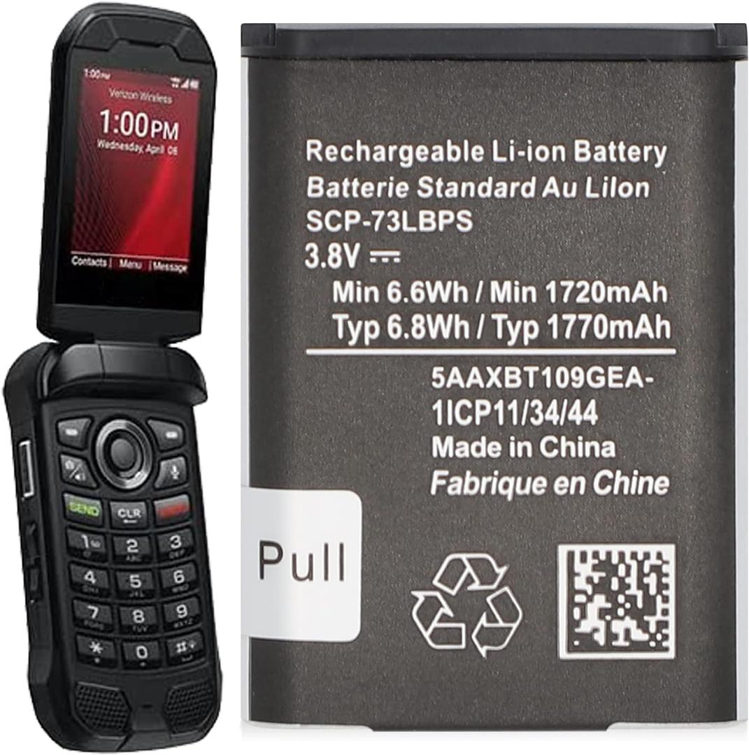 SCP-73LBPS Battery (2025 New Upgraded) Replacement for Kyocera DuraXV Extreme E4810 Verizon Flip Phone SCP73LBPS Battery (Phone not included)