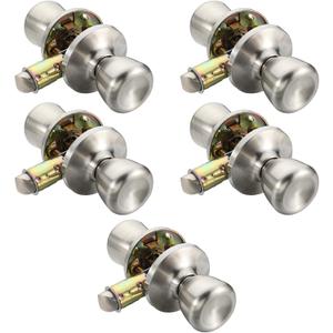 5 Set Mobile Home Door Knob Lock Set Mobile Interior Passage Door Knobs for Hall Closet Bed and Bath Handle Durable Metal Rust-Resistant & Easy to Install(Silver)