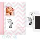 Pearhead Baby Memory Book, First 5 Years Baby Milestone Book, Pregnancy Journal, Gender Neutral Newborn Keepsake, With Clean-Touch Ink Pad For Baby's Handprint or Footprint, Pink Chevron