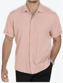 Mens Linen Shirts Button Down Short Sleeve Shirt Casual Stylish Beach Vacation Tops Breathable Wrinkle Resistant. Size 2XL
