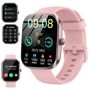 Soudorv Smart Watch for Men Women Smartwatch with Bluetooth Call | 1.91 Inch HD Sports Watch with 110+ IP68 Waterproof Pedometer Sleep Heart Rate Monitor Fitness for Android iOS Pink