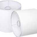 Small Lampshades Set of 2, White Linen Drum Lampshades, 8.66" Top x 8.66" Bottom x 7.87" High Lamp Shade, Lamp Shades Replacement for Table and Floor Lamps, Pendant Light, Handcrafted, Easy Assembly