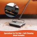 CLEANHOME Carpet Sweeper Manual Cordless - Non-Electric Push Sweeper for Pet Hair & Debris on Carpets & Rugs, Includes Cleaning Tool & Extra Replacement Roller