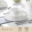 MALACASA 24 Pieces Porcelain Dinnerware Set, Modern White Dish Set for 6, Premium Serving Plates and Bowls Sets, Chip and Scratch Resistant Dishware Sets Kitchen Dishes Dining Ware Set, Series LEAH
