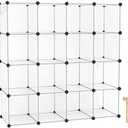 C&AHOME Cube Storage Organizer, 16-Cube Shelves Units, Plastic Storage Cubes, DIY Closet Organizer, Modular Closet Storage Shelves Ideal for Home, 48.4" L  12.4" W  48.4" H Transparent SUM3016W