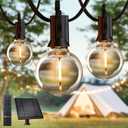 Brightown 75FT Solar String Lights Outdoor Waterproof with Remote, Solar Patio Lights with 35 Shatterproof LED Bulbs, 3 Light Mode, Dimmable & Timer, Hanging String Lights for Porch Garden Bistro