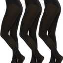 Citystl 3 Pairs Black Tights for Women, Plus Size 60D Semi Opaque Tights, Control Top Microfiber Pantyhose for Women (Small)