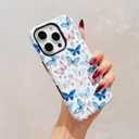 Designed for iPhone 16 Pro Max Phone Case,Cute Butterfly with Shockproof Slim Soft TPU Hard PC Protective Phone Cases Cover for Women Girls Aesthetic-Butterfly