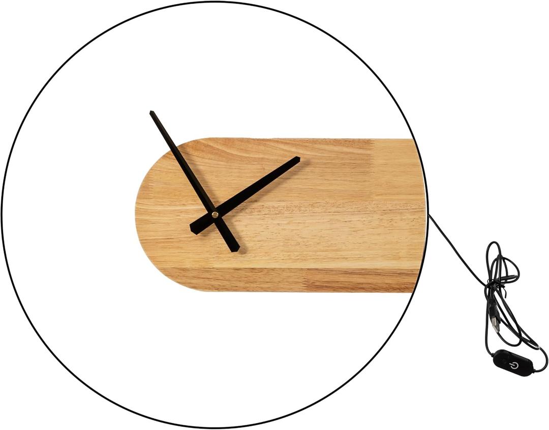 Clockswise 20" Industrial Style Modern LED Wall Clock Wood and Metal Design Round Black Frame Minimalist Contemporary Home Decor Perfect Accent for Office Studio Gym Living Room and Creative Spaces