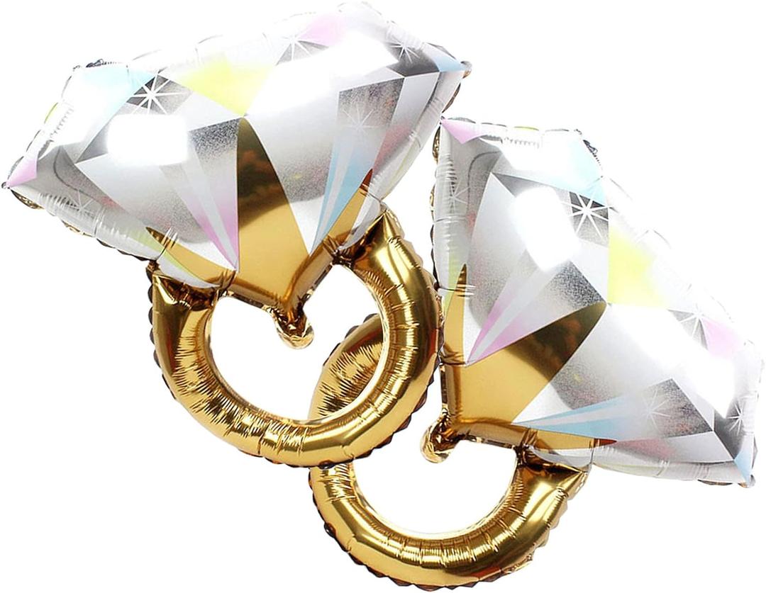 2Pcs Diamond Ring Aluminum Balloon,Wedding Bridal Shower Marriage Engagement Party Supplies