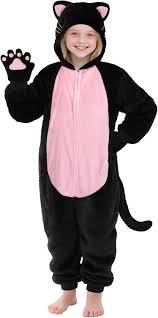 Cat Onesie with Hoodie Black Cute Cat Pajamas Animal Costume Halloween Outfit Adults Women Men, Medium