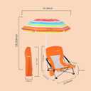 Beach Chair, Low Beach Chairs with Umbrella, Compack Portable Folding Festival Chairs, Chairs with Shade for Adult, with Cup Holder, Carry Bag, Heavy Duty, for Outdoors, BBQ (1-Pack Orange)