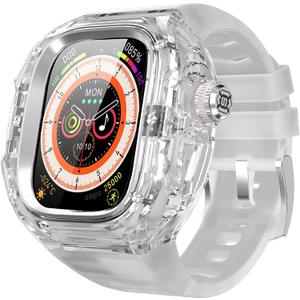 for Apple Watch Ultra 3/2/1 49mm Case, Rugged Case with Band for Apple Watch 49mm One-Click Open Design and Military Grade Shockproof Bumper Cover for Men and Women (White and Steel)