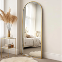Floor Mirror, 58 "x 19" Full Length Mirror Wall Mirrors Hanging or Leaning Arched-Top Full Body Mirrors with Stand for Bedroom, Dressing Room, Gold