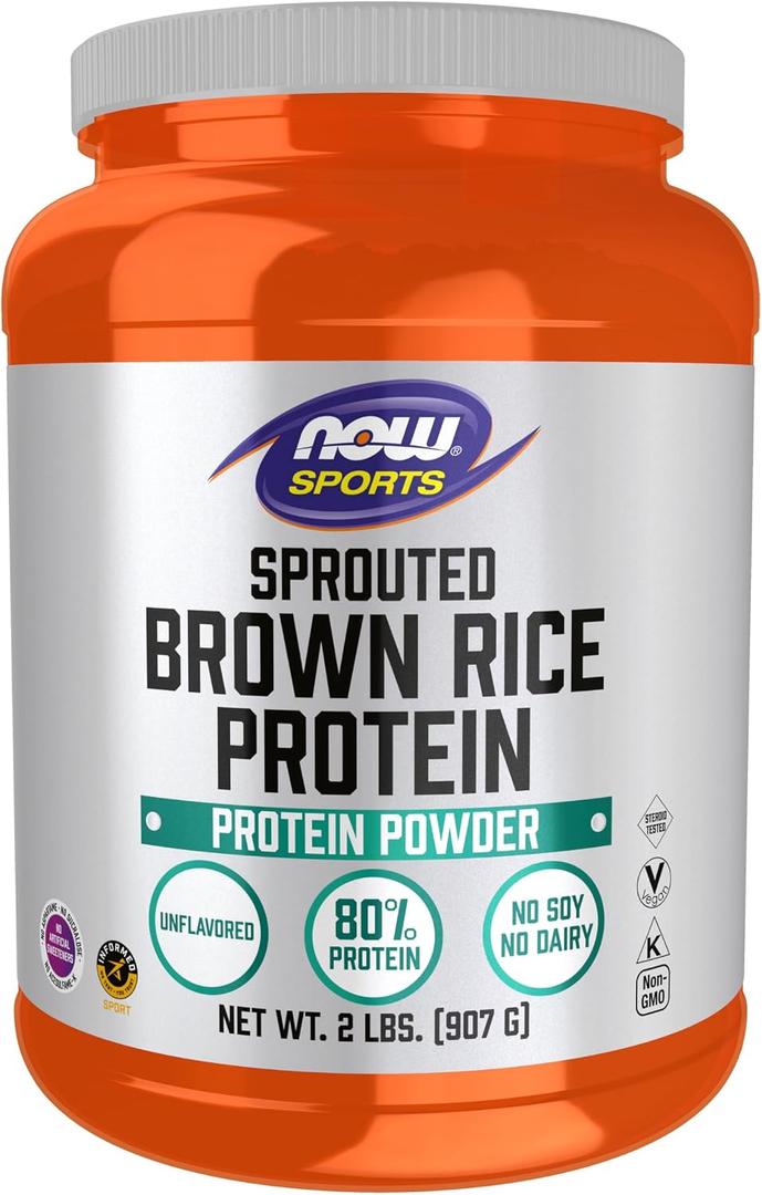 NOW Sports, Brown Rice Protein, Soy-Free, Unflavored Powder, 2 lbs (EXP 03/01/28)