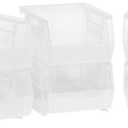 Akro-Mils 30210 AkroBins Plastic Storage Bins, Space-Saving Stackable Bins for Garage, Pantry, Craft Organization, 5-Inch x 4-Inch x 3-Inch, Clear, 6-Pack
