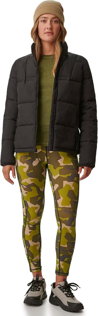 BASS OUTDOOR Womens Puffer Jacket with Stand Collar and Zip Pockets (X-Large, Black)