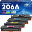 206A Toner Cartridges 4 Pack M283fdw M283cdw Set Compatible for HP 206A 206X 206 Color LaserJet Pro MFP M255dw M283 M255 M255nw Printer High Yield Ink (with Chip) (Black Cyan Yellow Magenta)
