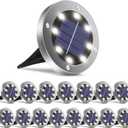 Solar Ground Lights Pack of 16, Garden Solar Outdoor Waterproof Pathway Bright In-Ground Landscape Lights for Patio, Lawn, Yard, Driveway, Step and Walkway White Light