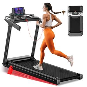 Portable Treadmill with Incline, 3.0HP Walking Pad with Handle Bar, 3-in-1 Foldable Treadmill for Home Office Small Space with Quiet Brushless, 300 LBS Capacity