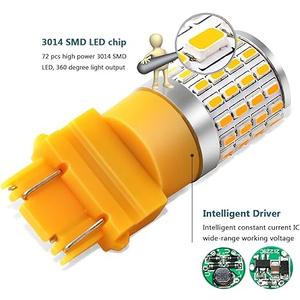 PHINLION 3157 LED Bulb Amber Yellow, Super Bright 3156 4157 3757 3457A LED Blinker Bulbs for Rear Front Turn Signal Parking DRL Side Marker Lights, Non-polarity, Pack of 2