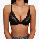 SOLY HUX Women's Sexy Lace Bras Underwire Everyday Bra Comfort Push Up Bralettes, Black, Large