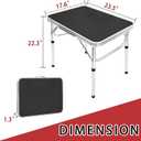 Camp Field Aluminum Folding Small Table, Adjustable Height Lightweight Portable Camping Table for Picnic Beach Outdoor Indoor (Small) (BlackB), SAMLLBLACK
