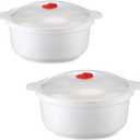 Microwave Ramen Bowl, Microwavable Bowls With Lids, Microwave Steamer with Handls, Bpa Free, Dishwasher Safe, Microwave Cookware for Kitchenware and College Dorms2pcs M+L