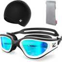 ZIONOR G1 Lite Swim Goggles, Anti-Fog UV Protection, Leakproof Comfortable Fit for Adult Men Women, Includes Swim Cap