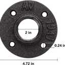 Floor Flange 2" Pipe Flange 4Pcs Industrial Malleable Iron Pipe Fittings with 4 Threaded Holes, Industrial Vintage Style Floor Flange for DIY Industrial/Home Decoration(4 Pack, 2")