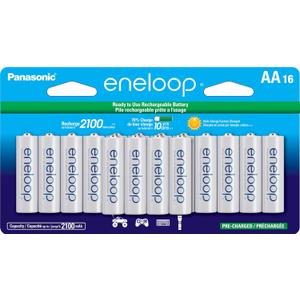 Eneloop Panasonic BK-3MCCA16FA AA 2100 Cycle Ni-MH Pre-Charged Rechargeable Batteries, 16-Battery Pack