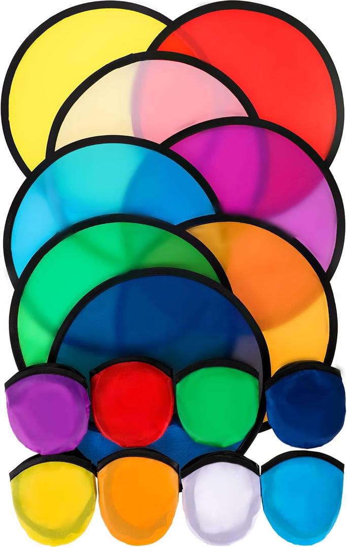 Foldable Flying Disc Fans Bulk with Bags 9.8 Inch Handheld Fly Cooling Fans Beach Flying Disc for Summer Outdoor Games Birthday Party Favors Halloween Christmas New Year (Mixed Color)