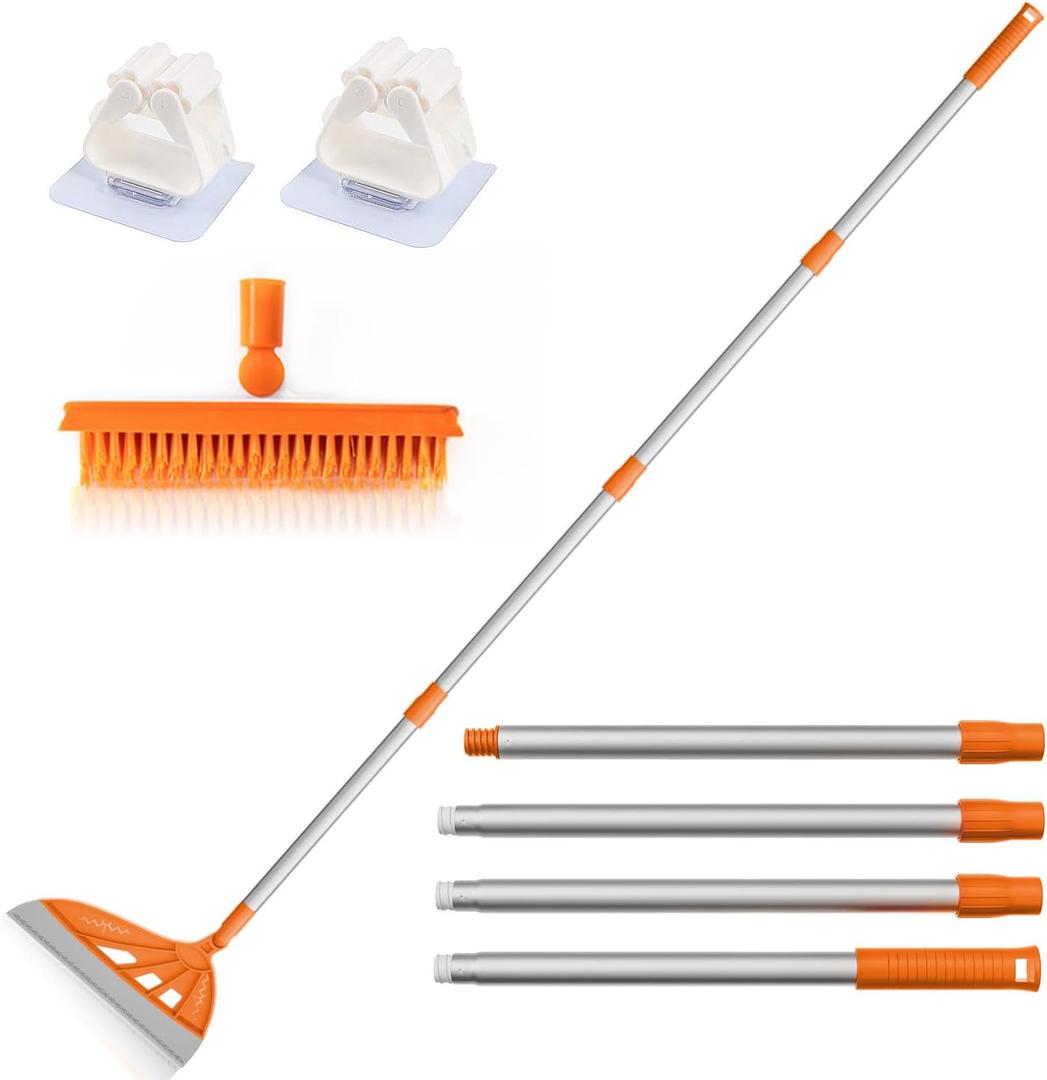 Multifunction Magic Rubber Air Broom, Replaceable Silicone Floor Squeegee, Sweeper and Scrape 2 in 1 Household Cleaning Squeegee Broom for Floor, Bathroom, Kitchens, Tile, Glass (Orange)