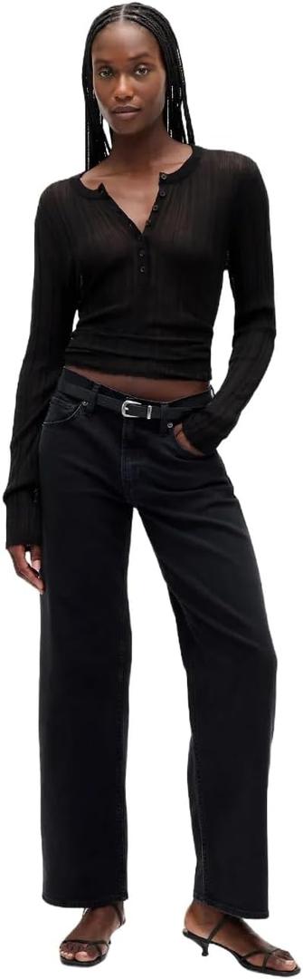 GAP Womens 90's Low Rise Loose Jeans Black 30 Short