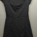 QINSEN Womens Square Neck Tennis Dress Short Sleeve Built in Shorts Golf Athletic Dress with Pockets, Black M