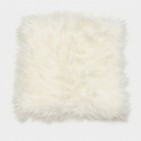18"x18" White Faux Fur Decorative Mat – Soft Fluffy Accent Rug for Bedroom, Chair, or Pet Area