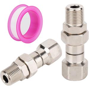 Lasuroa 2pcs 3/8" NPT Pressure Washer Swivel Fitting, Stainless Steel Rotating High Pressure Washer Adapter with Raw Tape Kink-Free Swivel Connector for Hose & Gun, 4500 PSI
