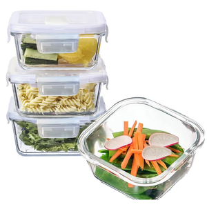 R.repad yay 2 Cup Square Glass Food Storage Containers, Small Square Storage Containers With Airtight Lids Leakproof, BPA free 16oz Glass Meal Prep Bowls, Dishwasher, Microwave, Freezer Safe (White)