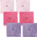 12 Pack Baby Girl Washcloths Bulk for Newborn, Extra Soft Face Bath Towel for Toddler, Absorbent Kids Wash Rag for Body, 70% Rayon Derived from Bamboo, 30% Cotton, 10"x10", Purple/Pink/Rose