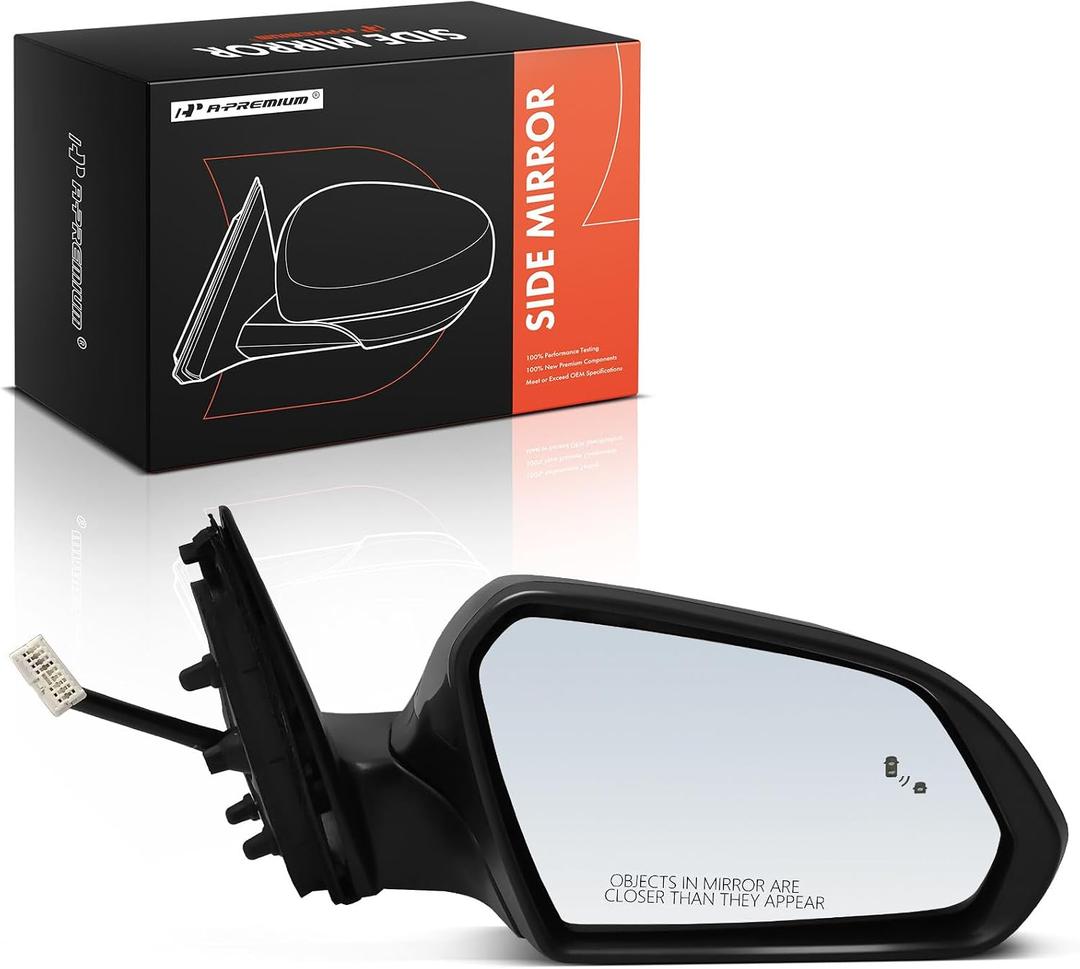 A-Premium Passenger Side Power Door Mirror - Compatible with Hyundai Sonata 2018-2019 - Non-Heated Manual Folding Black Outside Rear View Mirror w/Blind Spot Detection - Replace# 87620C2580