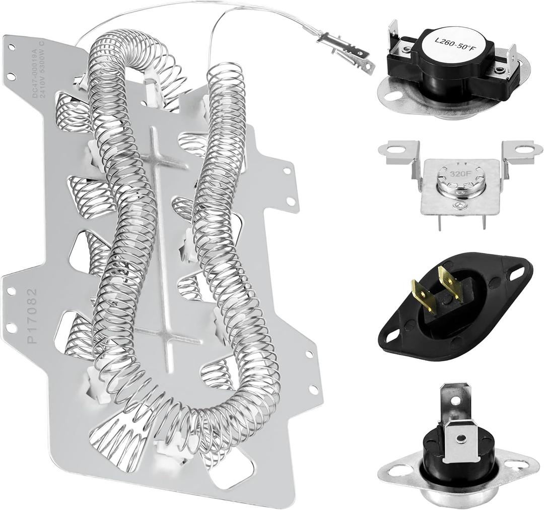 [Upgraded] DVE45R6100W/A3 DVE45R6100C/A3 DVE45R6100P/A3 DVE45T3200W/A3 DVE45T3400W/A3 DVE45T3400P/A3 DVE45T6000W/A3 DVE45T3400V/A3 DVE50T5300C/A3 Dryer Heating Element Kit Fit For Sam-sung by TOMOON