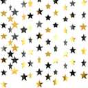 Patelai Glitter Star Garland Banner Decor, 130 Feet Star Hanging Bunting Banner Bright Backdrop for 2025 Graduation Prom Wedding Birthday Christmas Party Supplies(Black, Gold)