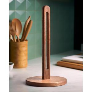 Acacia Wooden Paper Towel Holder Stand for Jumbo Roll - Stylish Kitchen Paper Rack Bathroom Towel Roll Stand Organizer, UA, Solid Wood Simply Standing Countertop Paper Roll Holder, Large