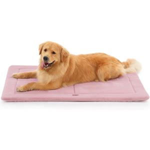 Made4Pets Dog Crate Pad Bed for Large Dogs, Washable & Reversible, Anti-Slip Kennel Mat for Cozy Sleeping, Soft Fluffy Dog Bed for Indoor & Outdoor Use, 44"x32", Pink