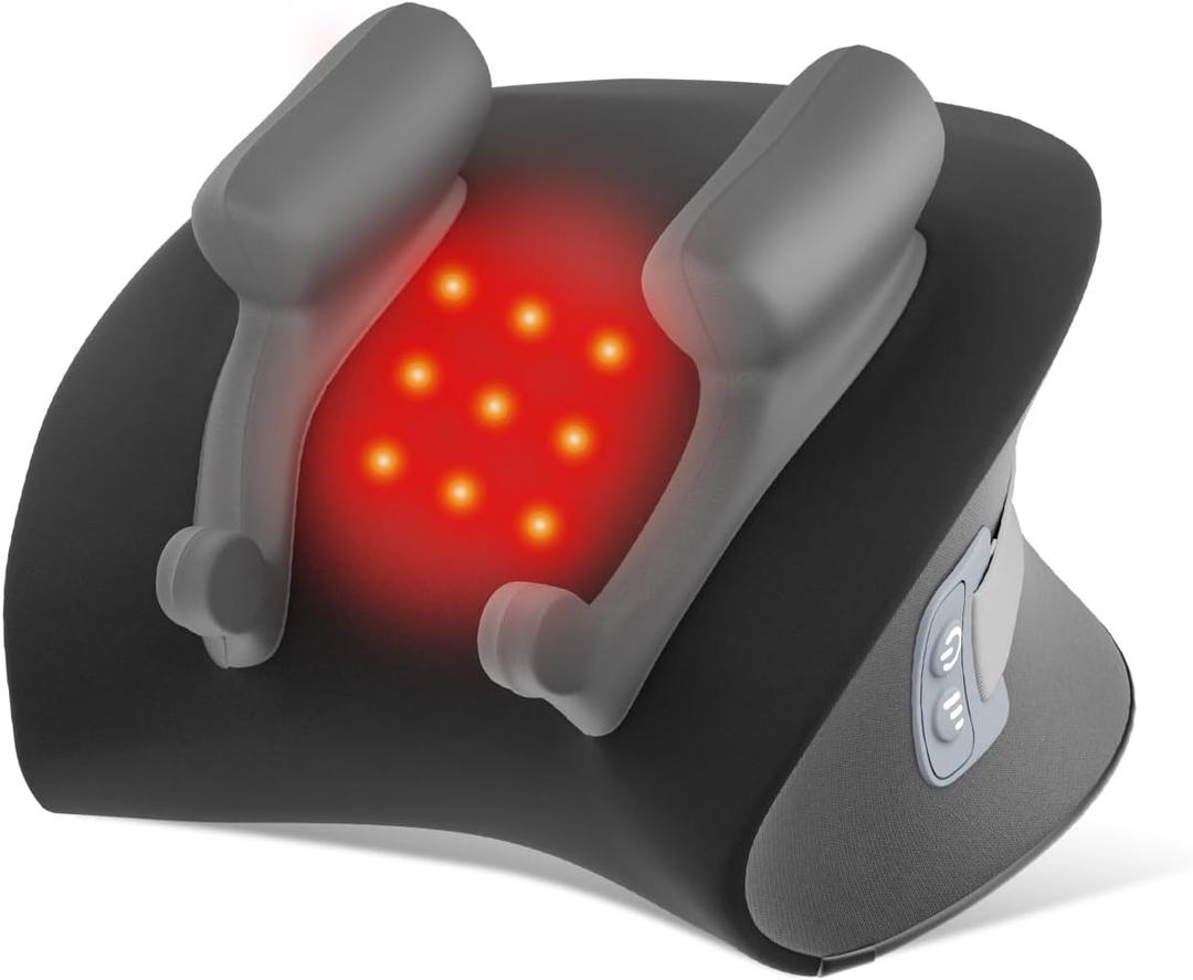Neck Massager Pillow with Heat, Shiatsu Back and Shoulder Massage with Deep Tissue Kneading, Portable Cervical Traction Device for Full Body Muscle Pain Relief, Gift for Women Men (Black)