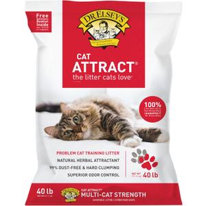 Dr. Elsey's Premium Clumping Cat Litter - Cat Attract - 99% Dust-Free, Low Tracking, Hard Clumping, Superior Odor Control, Natural Herbal Attractant, Unscented & Natural Ingredients, 40 lb